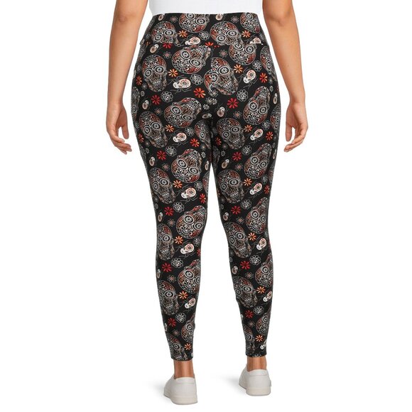 NWT Terra & Sky Womens Plus Size Fitted Legging 0X, 2X High Rise Halloween Skull - Picture 2 of 7